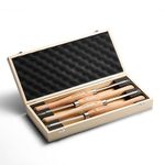 SainSmart 4 PCS Carbide Wood Lathe Turning Tool Set, Diamond, Round, and Square Replaceable Carbide Inserts, Ergonomic Wood Handle, for Turning Pens or Projects, One Wooden Storage Case