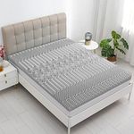 YUGYVOB 2 Inch Mattress Topper Queen, 7 Zone Bamboo Charcoal Infusion Foam Mattress Topper, Cooling & Breathable, CertiPUR-US Certified, 60 x 80 Inch