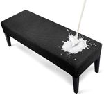 Zooody Bench Cover Waterproof Bench Covers Slipcover Rectangle Stretch Bench Covers for Dining Room Kitchen Washable Bench Slipcover Protector (Waterproof Black Bench Cover)