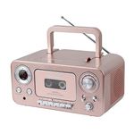 Studebaker SB2135RG Portable Stereo CD Player with AM/FM Radio and Cassette Player/Recorder in Rose Gold