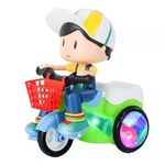 FunBlast Stunt Bicycle Toys – Bump & Go Vehicle toy with Sound & Flashing Light | Tricycles Toys for kids (without Battery)