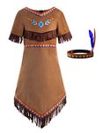 Relibeauty Girls Native American Costume Kids Dress Outfit, 10-12/150