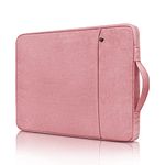 RAINYEAR 14 Inch Laptop Sleeve Case Compatible with 14" Notebook Computer Chromebook,14 MacBook A2442 Handbag with Handle Front Pocket Padded Briefcase Polyester Waterproof Protective Bag,Pink