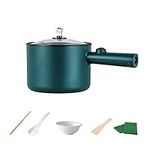 Electric Hot Pot, 1.8L Portable Non-Stick Frying Pan, Multifunction Electric Skillet with Lid, Mini Rapid Cooker for Ramen, Steak, Egg, Fried Rice, Noodles, with Power Adjustment (Green)