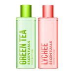 Escentuals Womens Fruit Tea Layering Set, Lychee and Green Tea Body Mist Spray Mixed Fragrance Bundle 250ml (Pack of 2)