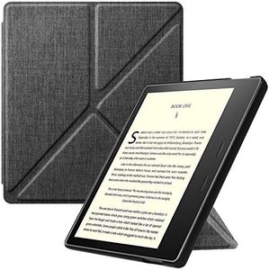 FINTIE Origami Funda para Kindle Oasis 2019 (10.ª Generación)/2017 (9.ª Generación) - Slim Fit Carcasa Vertical con Función de Auto-Reposo/Activación, Gris Marengo