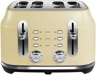 Rangemaster RMCL4S201CM Classic Cream 2.1kW 4 Slice Toaster with Defrost, Cancel & Reheat Functions, Removable Crumb Tray & 6 Power Levels with 3 Year Guarantee (Cream, 4 Slice)