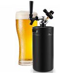 MRbrew 128 OZ Mini Growler Keg Beer Faucet Dispenser System, Matte Black 0-60 PSI Keg Regulator Stainless Core Beer Tap Stainless Self-Closing Spring Party Craft Carbonation Keep Beer Fresh Brew Keg