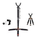Hunting Monopod Shooting Stick Tripod Stand Gun Rifle Shooting Rest Aluminum 21"-67" Shooting Tripod with 360° Rotating V Yoke Head for Hunting, Shooting, and Outdoors - Black