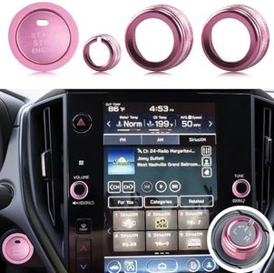 HDUFC 5pcs for Subaru Crosstrek/Impreza 2024 2025, Forester 2025, Legacy Outback 2020-2025, WRX, Ascent Volume Adjustment Knob, Mirror Knob Cover, Start Button Cover/Ring (Pink)