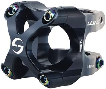 LUNJE 31.8mm Bike Stem, 35mm Short MTB Stem, CNC Machined 6061-T6 Aluminum Alloy with Vibrant Dual-Tone Anodized Finish, Anti-Corrosion, Fits Mountain/Road/BMX Bikes (Dark-Blue Titanium)