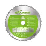 Evolution Power Tools F255TCT-24T (Fury) Multi-Material Blade For Mitre Saws and Table Saws, Cuts Metal, Plastics, Laminates, Wood (Even with Embedded Nails), Carbide Tipped TCT, 255 mm