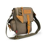 GEARONIC TM - Men's Military Canvas Bag with Travel or Hiking Belt - Synthetic Leather, not present, Green, green