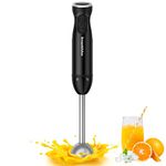 Bonsenkitchen Hand Blender, 12 Speeds Immersion Blender Handheld, Stick Blender Electric with Stainless Steel Blade for Making Baby Food, Soups, Sauce, HB3201 (Black)