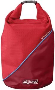 Kurgo Dog Food Travel Bag | Pet Food Travel Storage Container | Dog Travel Accessories for Camping | Easy to Clean | BPA Free | Foldable | Holds 5 Pounds | Kibble Carrier | Coastal Blue & Chili Red