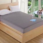 AVI Cotton Feel Terry Soft Waterproof Bed Mattress Protector Twin Size 72x48 inch | Washable Breathable Elastic Fitted Mattresses Cover for Twin Size Bed (6x4 feet, Grey, Fit On 2-10 Inch)