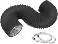 TEAIERXY 6 inch 8 feet Flexible dryer vent hose,Insulated Air Ducting,PVC Aluminum Foil with 2 Clamps for HVAC Ventilation,Heating Cooling,Grow Tents(Black)