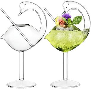 Cocktail Glass - Set of 2 Swan Glass 180mL Wine Glasses Creative Drinking Glasses for Juice, Martini, Tequila, Margarita,Wedding