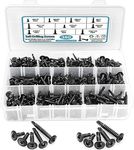 410 Stainless Steel #8#10 Self Tapping Screws for Metal, 380 PCS Self Drilling Screws Assortment Kit, Black Oxide, Modified Truss Head Self Tapping Sheet Metal TEK Screws, Length 1/2" to 1-1/4''