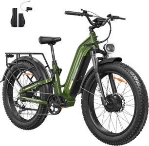 FREESKY Ranger AIR Dual Motor Electric Bike for Adults, 3500W 200NM Fast Ebike,170KM Long Range E Bike,Full Suspension Electric Mountain Bike, 26'' Fat Tire Electric Bicycle Black Stand Green