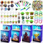 YIIHMEI War Party Bag Fillers for Kids Set 122 Pcs planet wars party supplies with Goodie Bags Rubber Bracelet Blowing Dragon Badge Keychain etc War Party Favours Perfect for Birthday Return Present