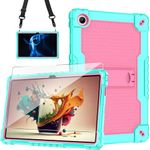 Onn 11 Tablet Pro Case with Tempered Glass Screen Protector SOATUTO Protective Cover with Kickstand Built in Shoulder Strap Shell Case for Onn Tablet Pro 11 2023 Model: 100110027 (Green+Pink/1 Pcs)