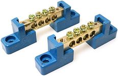 RLECS 2pcs Terminal Bus Bar 4 Positions Terminal Block Brass Wire Screw Terminal Grounding Strip Bus Bar Block