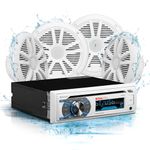 BOSS Audio Systems MCK508WB.64S Marine Boat Stereo Speaker Package - Single Din Radio Receiver Head Unit, CD Player, Bluetooth, Four 6.5 Inch Full Range Speakers, Dipole Antenna