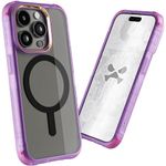 Ghostek Covert Magnetic iPhone 15 Pro Case Clear - Compatible with MagSafe Accessories, Shockproof Drop Protection, Transparent Phone Cover (6.1 Inch, Purple)