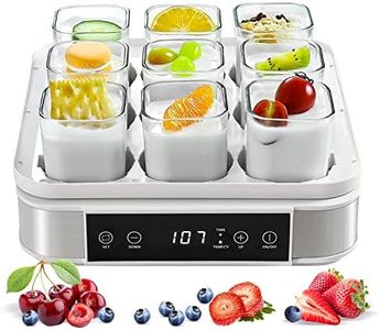 LynTorin Yogurt Maker, Automatic Digital Yogurt Maker with Adjustable Temperature & Time Control, 9pcs Glass Jars 52 Oz Stainless Steel Yoghurt Maker for Home Organic Yogurt, Cheese Maker, Natto Maker