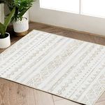 jinchan Area Rug - 2x3 Moroccan Entryway Rug, Ultra-Thin Door Mat Washable Rug, Boho Rug Geometric, Non-Slip Carpet for Bathroom Kitchen Bedroom Laundry Room(2x3ft, Taupe)