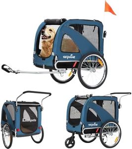 SEPNINE Remorques Vélo pour Chiens XL, Remorque 2 en 1 Pliable avec Parking Brake, Remorque pour Vélo De Jogging, Convient Aux Chiens De Grande Taille, Charge Maximale 40 Kg, Bleu