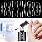 Beetles Gel Nail Kit Easy Nail Extension Set 500Pcs Pre shaped Medium Almond Soft Gel Nail Tips with 5 in 1 Mutipurpose Glue Gel Base Uv Led Nail Lamp for Nail Art Diy Home Gift