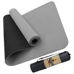 B Fit Premium TPE Yoga Mat - Classic 6 MM Pro Yoga Mat Eco Friendly Non Slip Fitness Exercise Mat with Smart Carry Bag-Workout Mat for Yoga, Pilates and Floor Exercises (Grey)