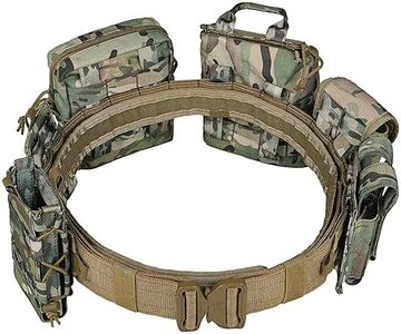 YAKEDA Molle Battle Belt with Accessories -Tactical Combat Belt Quick Release Rigger Airsoft Belt Heavy Duty Belts 8 pcs