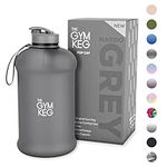 THE GYM KEG Gym Water Bottle 74oz | Half Gallon | Carry Handle | Big Water Jug for Sport | Large Reusable Drinking Water Bottles | Eco-friendly Jugs, Tritan BPA Free Plastic, Leakproof (Nardo Grey)