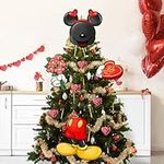 Auirre Cartoon Mouse Valentine's Day Tree Topper Head Arms and Legs, Red Love Heart Flowers Be Mine Decorative Tree Ornaments Decor, Anniversary Wedding Indoor Home Decorations Party Supplies