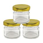 Nsb Herbals Round Empty Glass Cosmetic Cream Container/Jars With Golden Cap And White Inner Lids For Creams, Balms, Face Scrub, Body Cream Etc (25 G, Pack Of 3) - 30 Ml