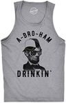 Crazy Dog T-Shirts Mens Fitness Tank A-Bro-Ham Drinkin Funny Abe Lincoln Tanktop for Guys Funny Workout Shirt for Men Patriotic Tank Top for Men Funny Fitness Tank Top Dark Grey S