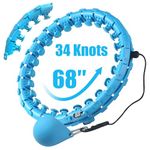 OurStarry 34 Knots Weighted Hula Circle Fit Workout Equipment Plus Size, Infinity Hoola Fitness Massage for Women, Smart Waist Exercise Hoop for Adults Weight Loss (34 Knots Blue)