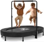 BCAN 56'' Kids Trampoline Indoor, Double Trampoline with Adjustable Handle for Kids,Max Load 250bls Mini Trampoline