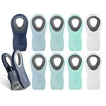 COOK WITH COLOR 10 Pc Bag Clips with Magnet, Food Clips, Bag Clips for Food Storage with Air Tight Seal Grip, Snack Bags (Ombre Blue, Shades of Blue, Green and White)