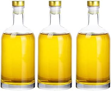 Kaachli Clear Glass Bottles 33 oz (1000 ml) 3 - Pack for Wine Beverages Drinks Oil Vinegar Kombucha Beer Water Soda with Cork Stopper Airtight Lid