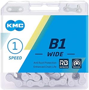 KMC B1 Rust Buster Single Speed Chain, Matte Silver, Wide (1/8”)