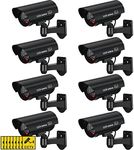 Macarrie 8 Pcs Fake Camera Dummy Security Camera Realistic Dummy Camera Plastic Fake Video Camera CCTV Surveillance System with Motion LED Light for Home Outdoor Indoor, No Battery Included (Black)