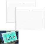 OBYJCA 2 PCS Car Tax Disc Holder Windscreen, Car Parking Permit Holder for Car Windscreen, Card Disc Holder Clear for Car, Van, Caravan Windscreen, Photos Passports Business Cards