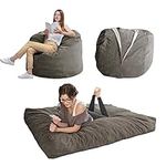 MAXYOYO Bean Bag Bed - Convertible Folds from Bean Bag Chair to Bed - Large Sofa with Soft Cover and Fluffy Filling Included for Adult, Couples, Guest (Charcoal Gray, Queen)