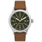 Timex Expedition Scout 40mm Leather Strap Watch (Model: TW4B230009J) Brown/Silver-Tone/Green