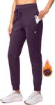 Women's Fleece Lined Joggers High Waisted Water Resistant Thermal Winter Sweatpants Running Hiking Pockets (Purple, S)