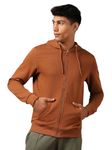 NOBERO Men's Fleece Neck Hooded Regular Sweatshirt (1M-TWZP-R0004_Mocha Bisque_Small)